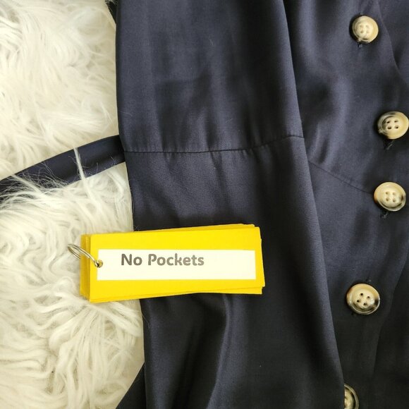 Chelsea Theodore Shirt Maxi Dress Large Navy blue Button-Front Short Sleeve Belt - Picture 13 of 15